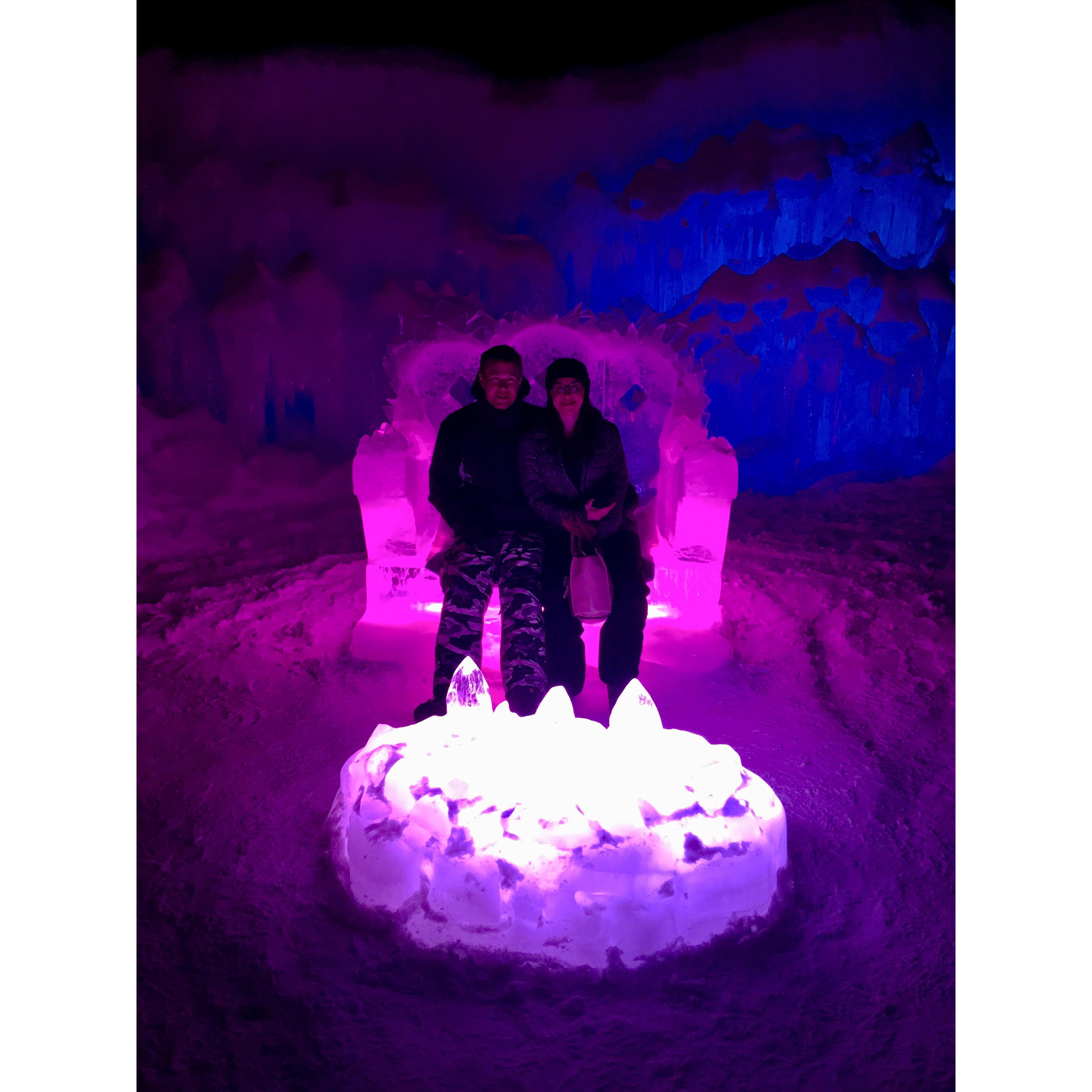 Running around the Ice Castles in NH (there was a 100 Ft rainbow slide!)