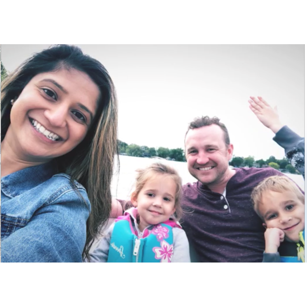 Aneri's first time at Michael's family cottage in Twin Lakes, WI. Shortly after this, Michael took her on a ride on the WaveRunner and almost tipped them over.
