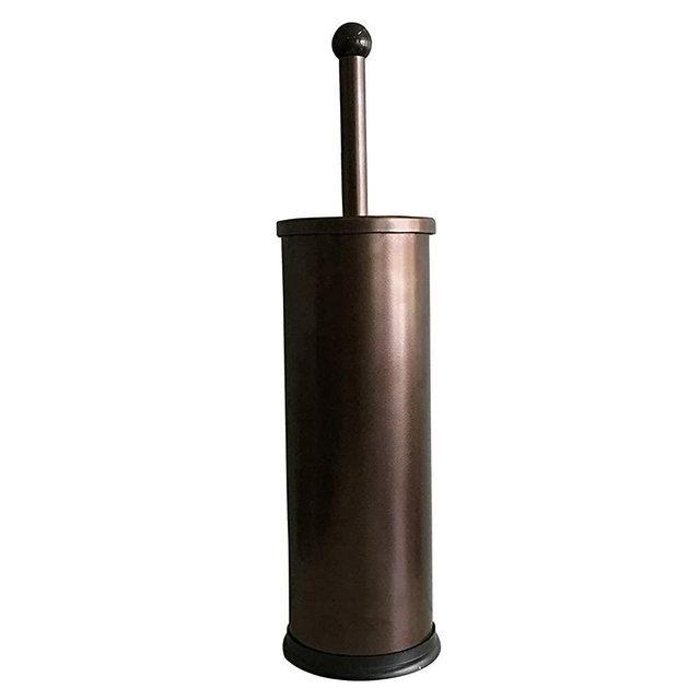 HUJI Rust Resistant Bronze Toilet Brush Holder with Lid Perfect Bathroom Bowl Cleaning Set Gift for House Warming or College Dorms Accessories (1, Bronze Toilet Brush)