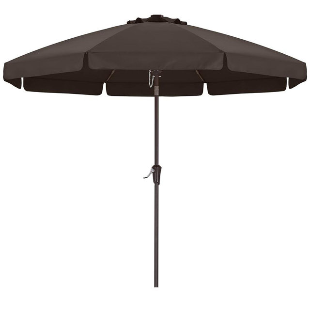 ABCCANOPY 9ft Scalloped Patio Umbrella, Outdoor Table Umbrella with Tilt and Crank, Fiberglass Ribs Deck Umbrella for Patio, Pool, Garden, Picnic (Brown)