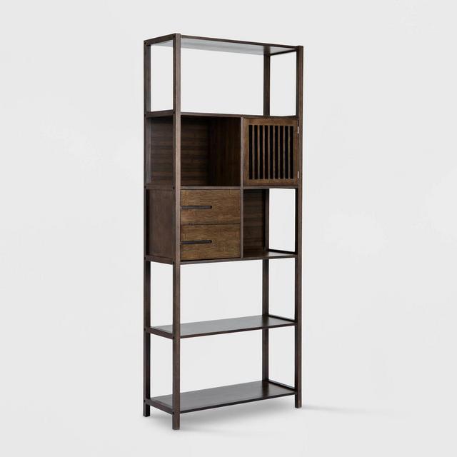 68" Selma Bamboo Bookshelf Right Facing Spindle Cabinet Brown - Boraam