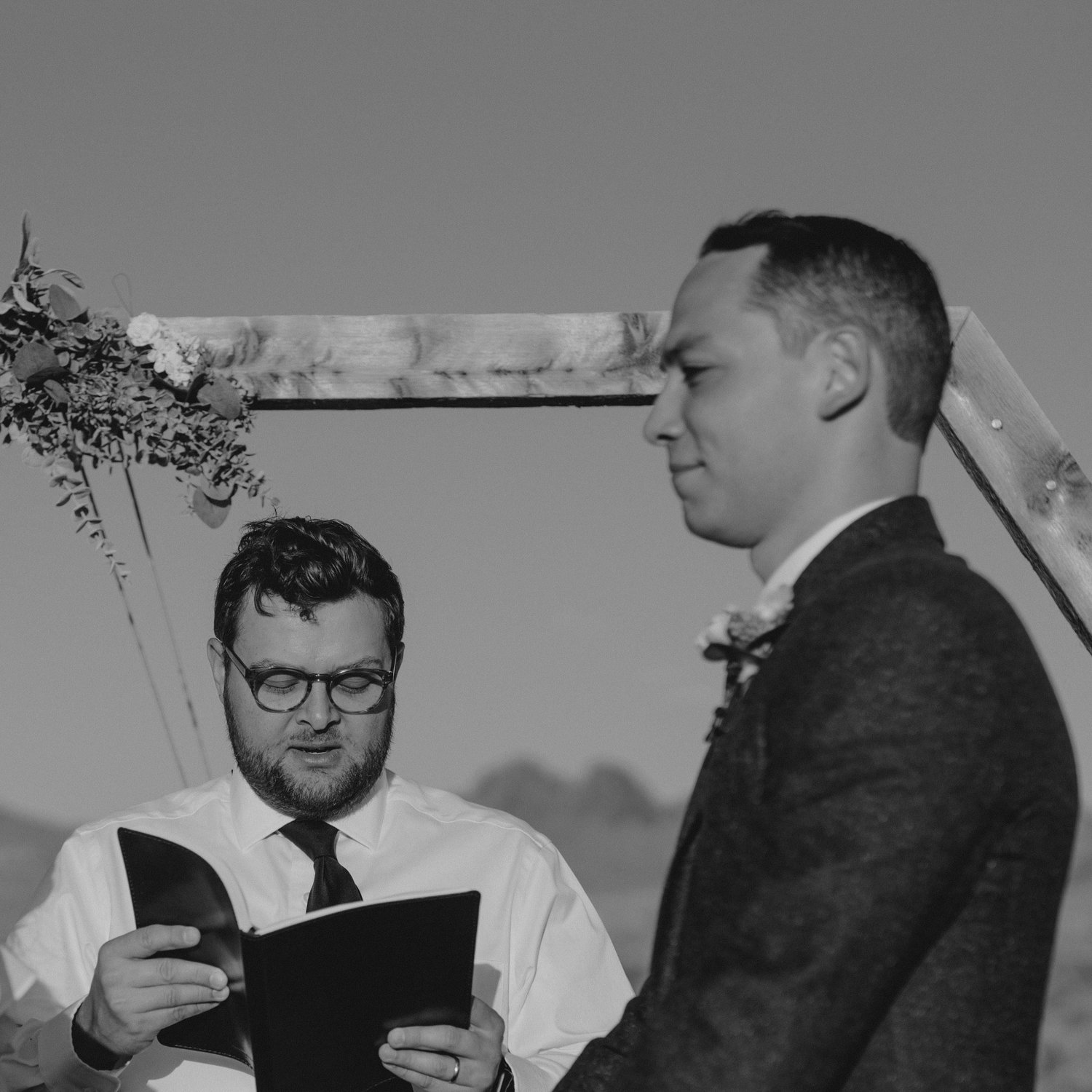Jeremy was an amazing officiant. We laughed, we cried. We got a new nickname (Kavin). We love you, Rev Grzywa!