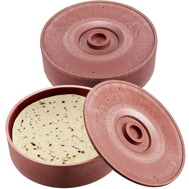 Sabary 2 Pcs Tortilla Warmer with Lid Plastic Tortilla Holder Keeper Container 8.5 Inch Diameter 2.4 Inch Height Microwave Save for Food Keeping Pancake Waffles