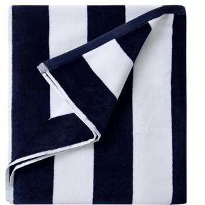 LULUHOME Large Oversized Beach Towel - Big Cotton 36 x 70 Inch Striped Pool Towel, Large Cabana Soft Swimming Towel for Adult Men Women,Navy Blue