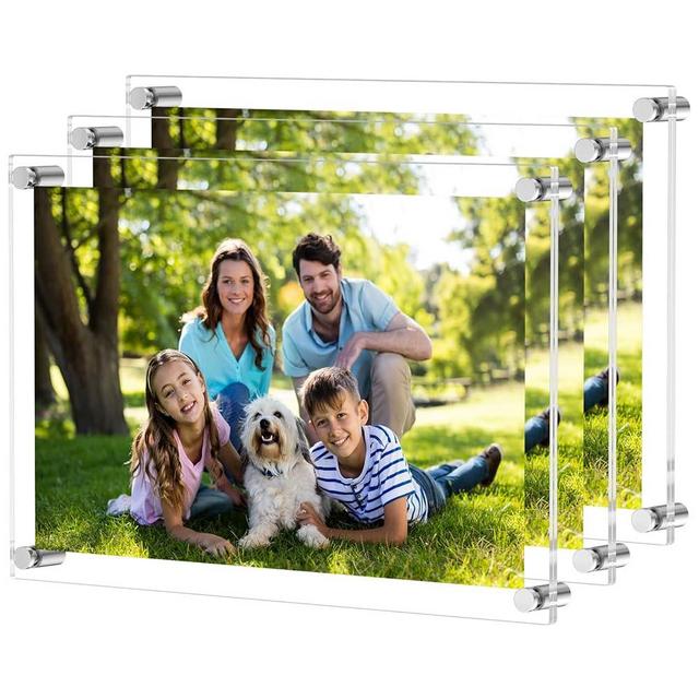 NIUBEE 12x16 and 11x17 Clear Acrylic Wall Mount Picture Frames, A3 Size Floating Frameless Photo Frame for Certificate Poster Display-Double Panel(Full Frame is 14.5x18.5 inch)