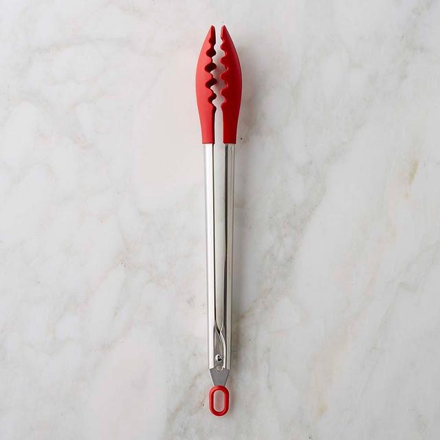 Williams Sonoma Silicone Pasta Tongs with Stainless-Steel Handle, Red