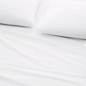 Siesta Solid Organic-Cotton Percale Sheets (White, King)