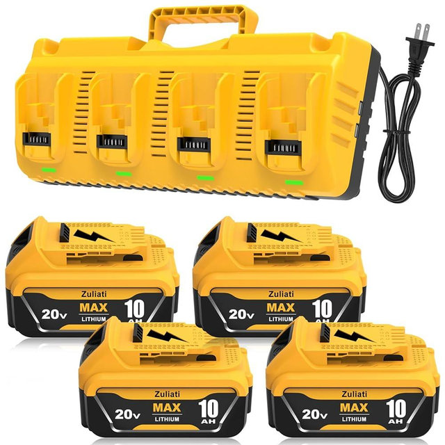 DCB206 10.0Ah Replacement for Dewalt 20V Battery and DCB104 Charger,DCB206-2 DCB203 DCB201 DCB204 Compatible with Dewalt 20 Volt Battery DCD985B Power Tools with LED Indicator(10.0Amps-DCB104)