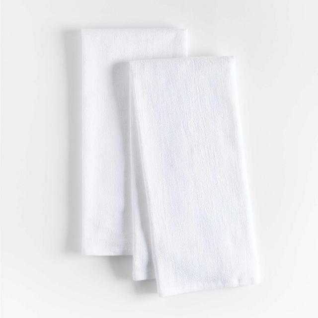 White Organic Cotton Flour Sack Dish Towels, Set of 2