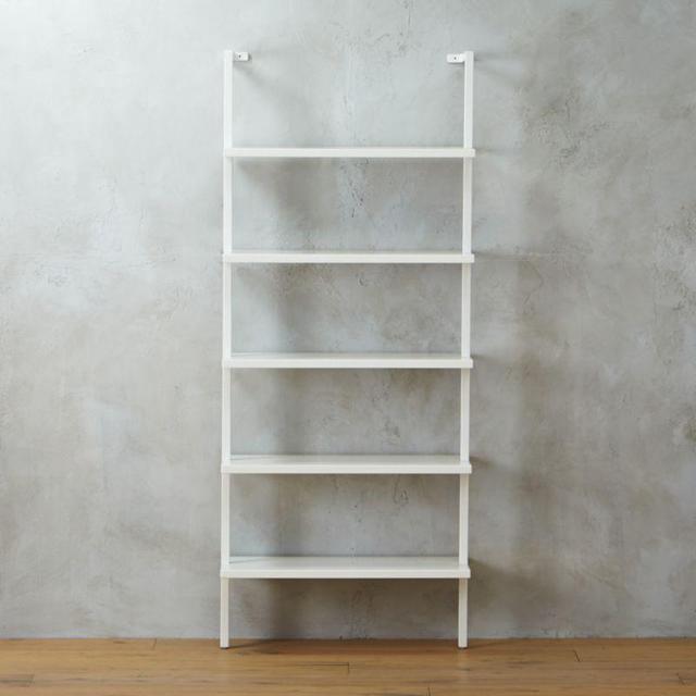 Stairway White Wall-Mounted Bookcase - 72.5" Height