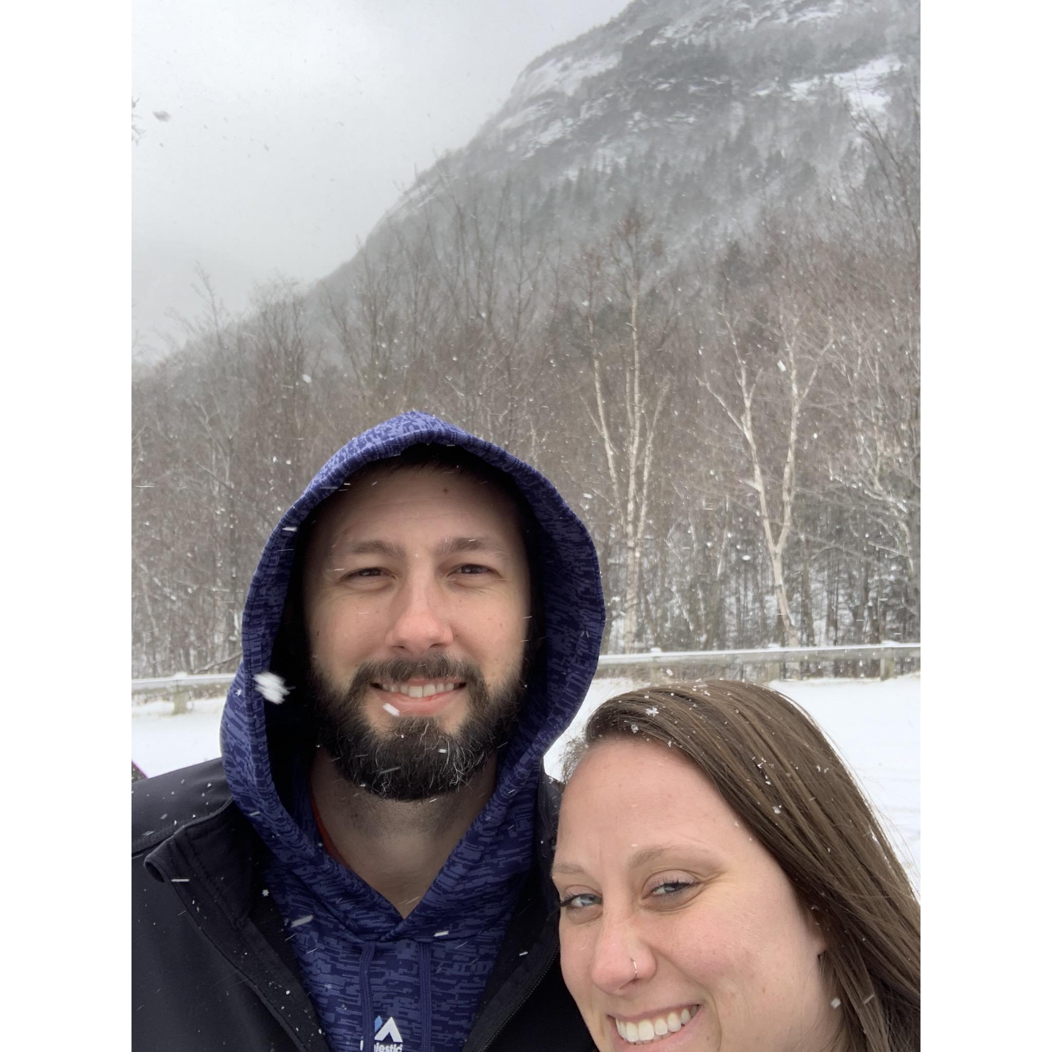 We made George drive through the snow as we past Mt. Washington.