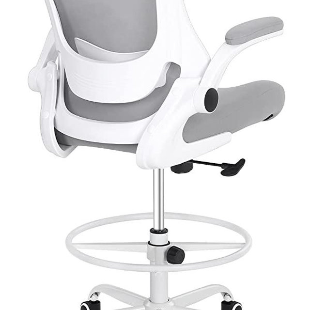 Misolant Tall Office Chair, Drafting Chair for Standing Desk, Office Chair with Adjustable Lumbar Support, Flip-up Arm and Move Footrest, Ergonomic Desk Chair Home Office Chair, 400lbs(Gray)