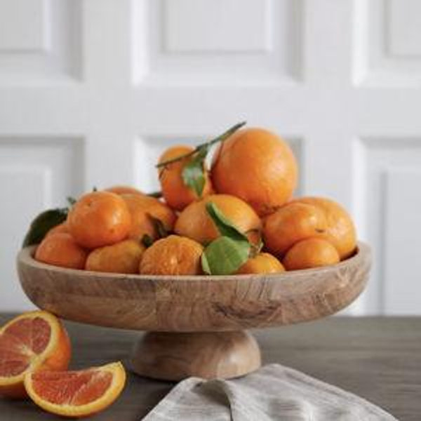 Acacia Wood Footed Serving Bowl