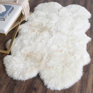 Safavieh Prairie Natural Pelt Sheepskin Wool White Shag Rug - 3'-7" X 5'-11"