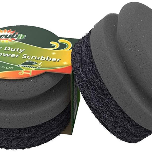 SCRUBIT Grill Cleaning Brush - Bristle Free BBQ Cleaner with Heavy Duty Scrubber Pad, Safe Cast Iron and Griddle Scraper Pads, Ideal Accessories for Charcoal and Gas Grills - 2 Pack