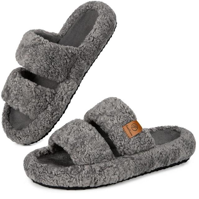 EverFoams Women's Fuzzy Slippers Open Toe House Shoes