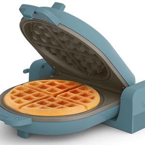 bella Flip-n-Store Waffle Maker, EverGood™ Ceramic Nonstick Coating, Fits-anywhere™ Kitchenware, Power Indicator Light & Touch Handle, 7” Wide & 1" Deep Plates, 1000 Watt, Surf