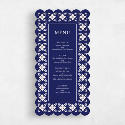 Blue Scalloped Wedding Menu - Cabrillo