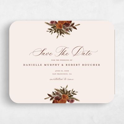 Orange Rounded Wedding Save the Date - Chai Landscape
