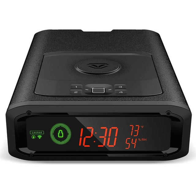 VAULTEK Smart Station™ Biometric Smart Safe with Built-in Wireless Phone Charger + Auto Open Drawer + WiFi Safe Management (WiFi + Biometric) (Black)