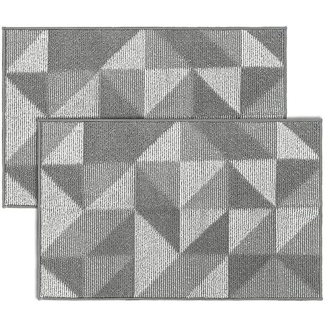 iOhouze Two Packs Indoor Outdoor Doormat, 20"x 32" Non-Slip Grey Outdoor Rug, Super Absorbent, Low Profile, Machine Washable, Dirt Resistant Welcome Mat for Entryway, Patio