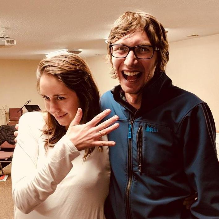 We announced our engagement at the Rock Laramie Core Leaders meeting, much to everyone's surprise (we had only been together for 7 weeks)!