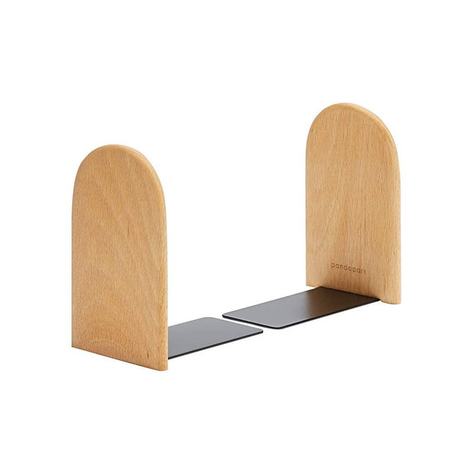Pandapark Wooden Bookends,Pack of 1 Pair,Non-Skid,German Beech Office Book Stand (Beech-B)