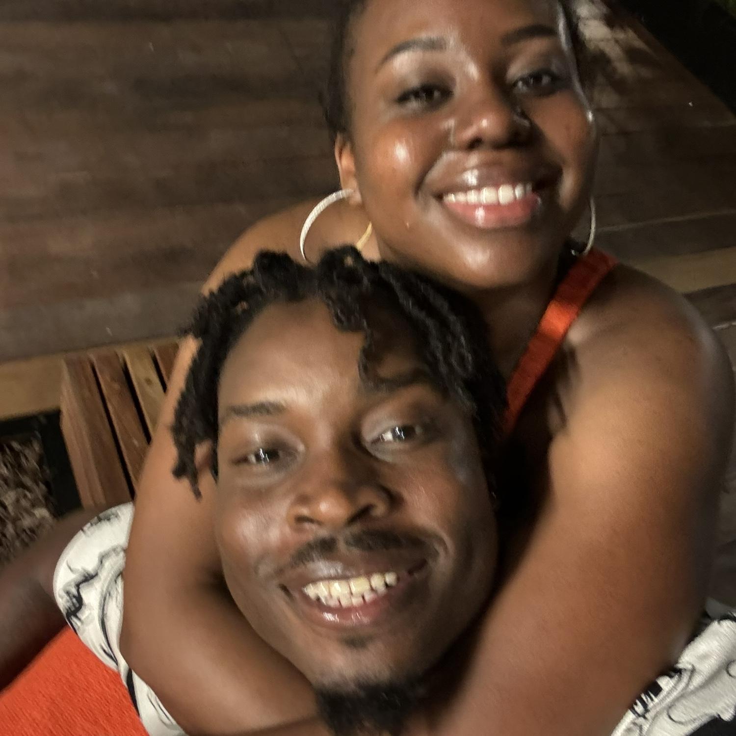 Don’t mind the smiles , she’s choking me !!