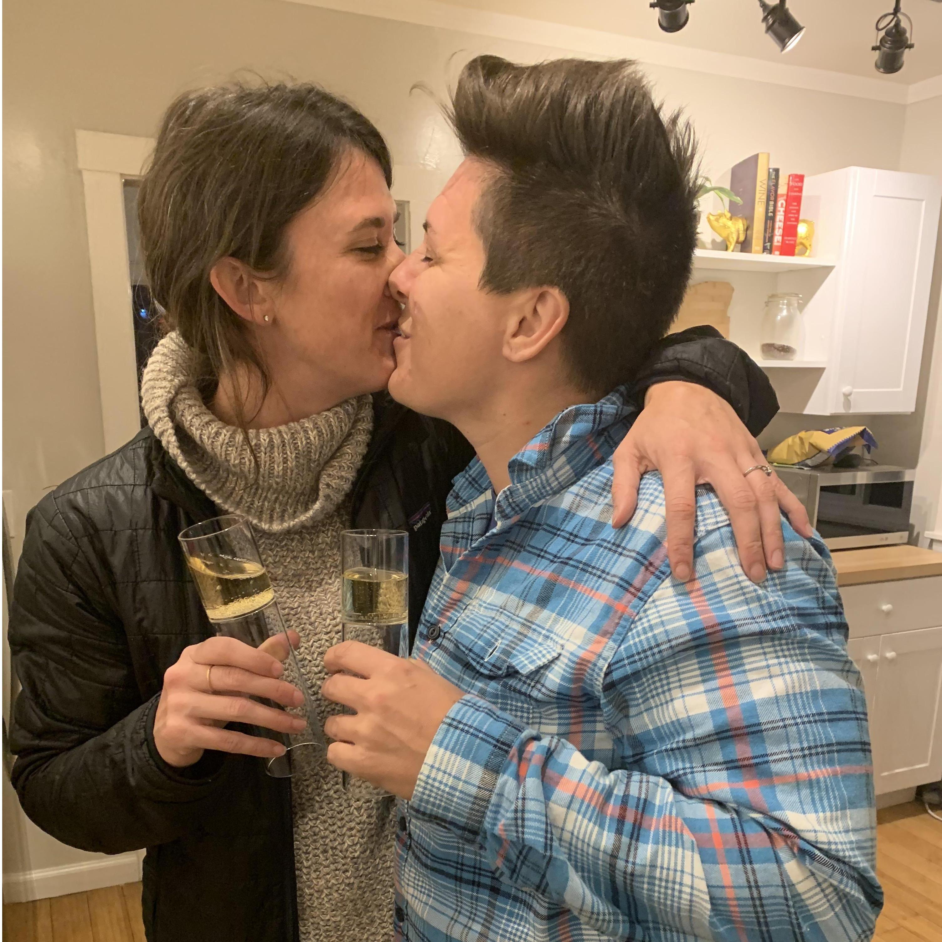 Celebrating our engagement! Cheers to 10/12/2019!