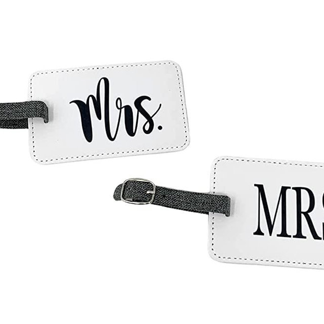 Lesbian Gift for Couple Wedding Engagement Luggage Tag Set of 2 (Mrs & Mrs)