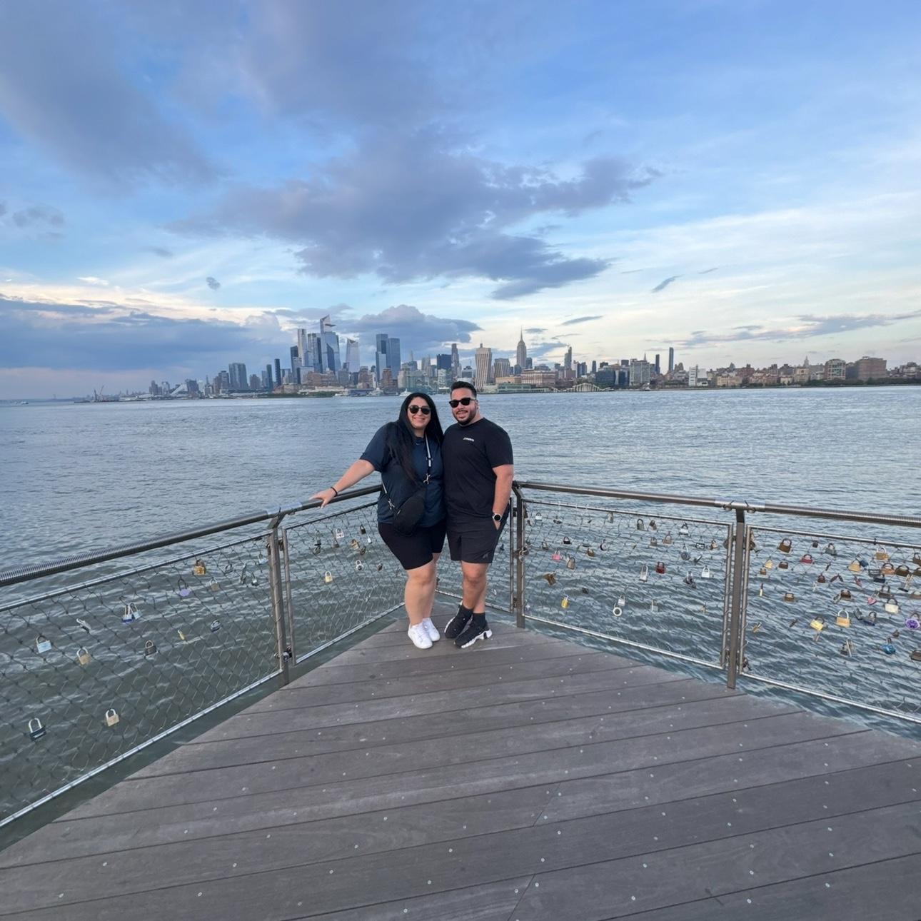 Visiting Valerie and Exploring New Jersey for Caroline's 31st Birthday Trip. Hoboken New Jersey with the NYC skyline behind us.