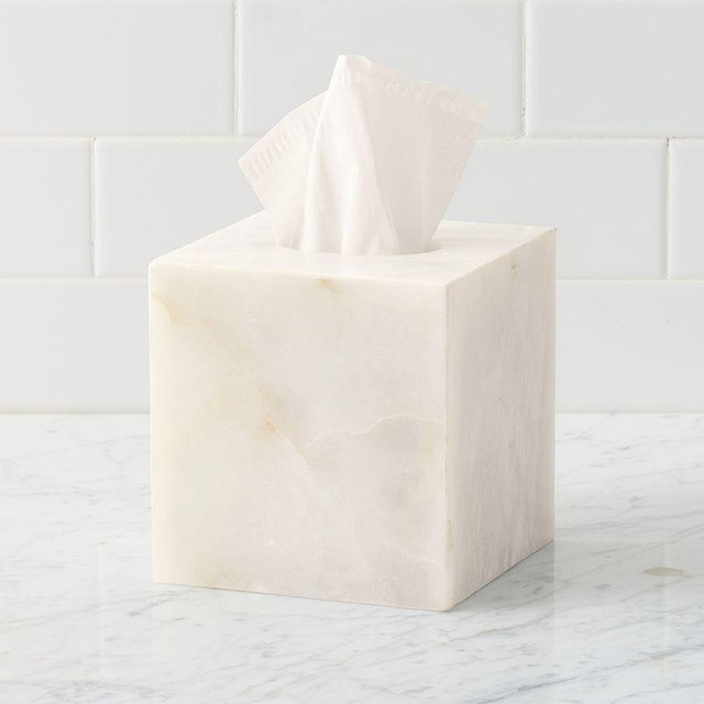Alabaster Tissue Box Cover, White