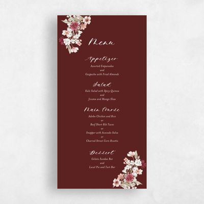 Maroon, Red Wedding Menu - Monaco