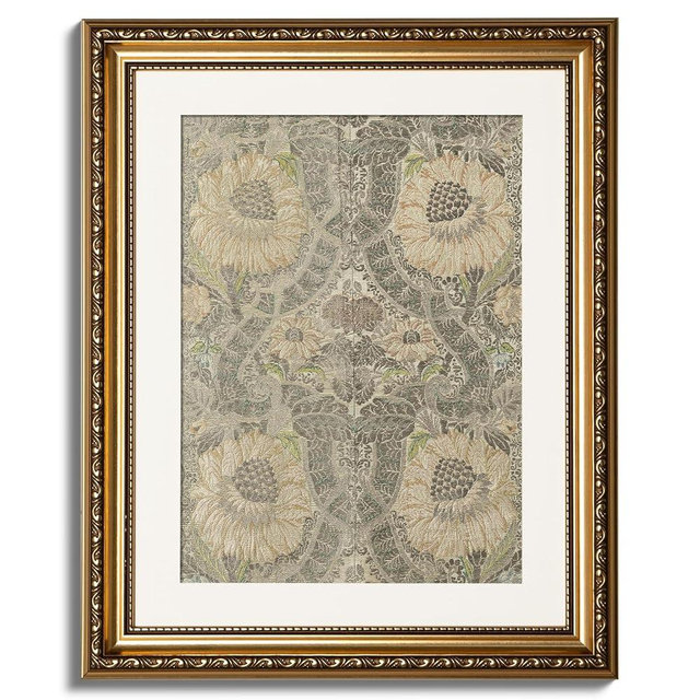 ARPEOTCY Gold Framed Pattern Wall Art, Living Room Bedroom Boho Wall Decor, Rustic Farmhouse Cottage Decor, Canvas Prints Art, Antique Picture Frame Floral Tapestry Vintage Paintings,13x16 Inch