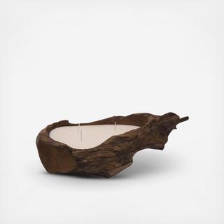 Small Oval Wood Carved Candle