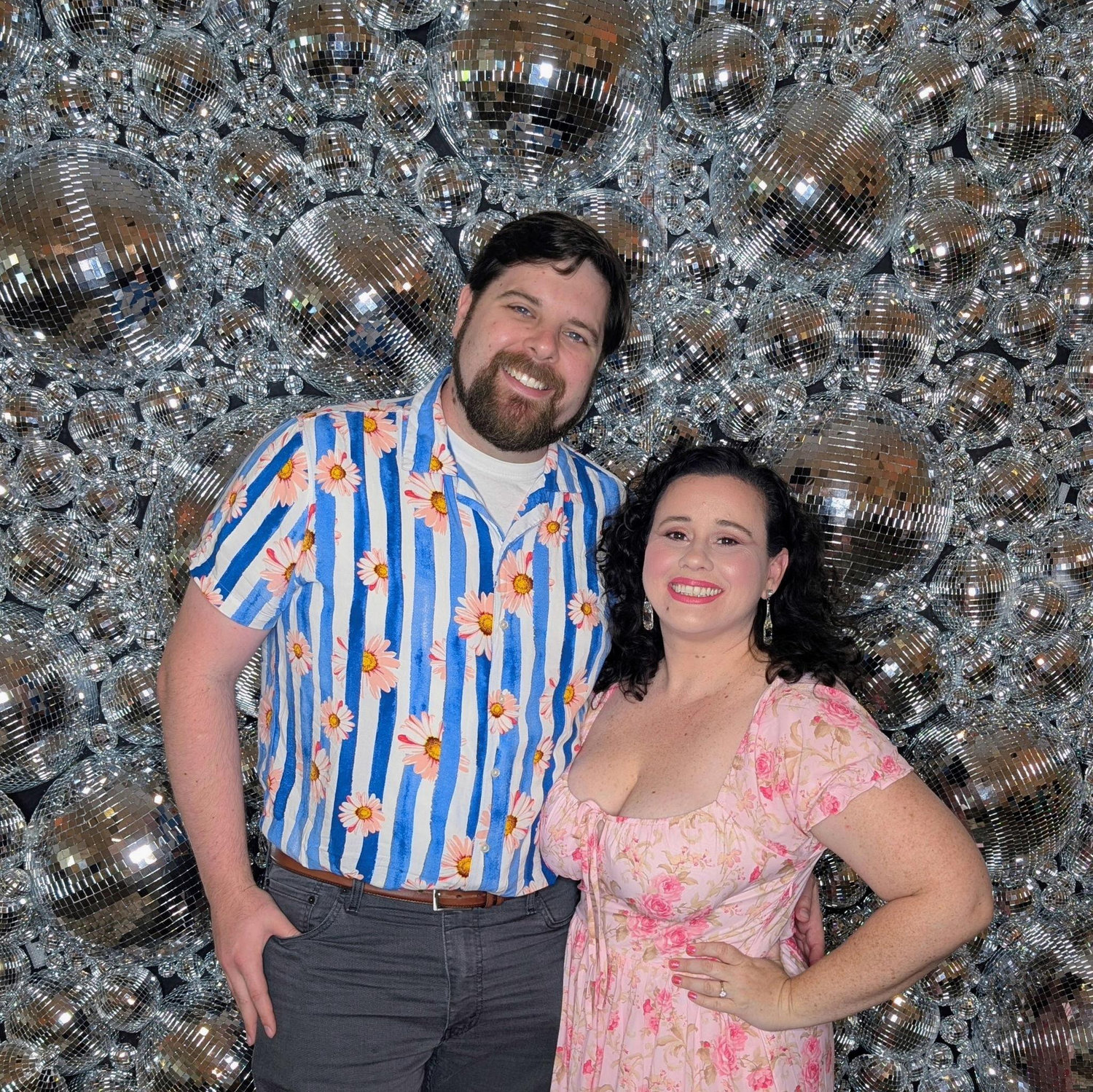 Taken at Stephanie's cousin Lenika's wedding! Who doesn't love a Disco Ball wall?!?! (Aug. 2025)
