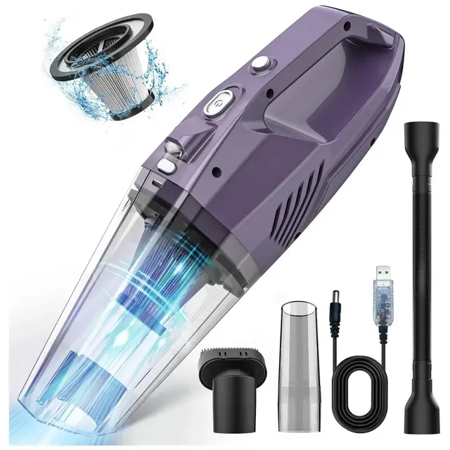MAMNV Portable 6500Pa Cordless Handheld Vacuum, Vacuum Cleaner for Car Interior Cleaning, Rechargeable, Purple