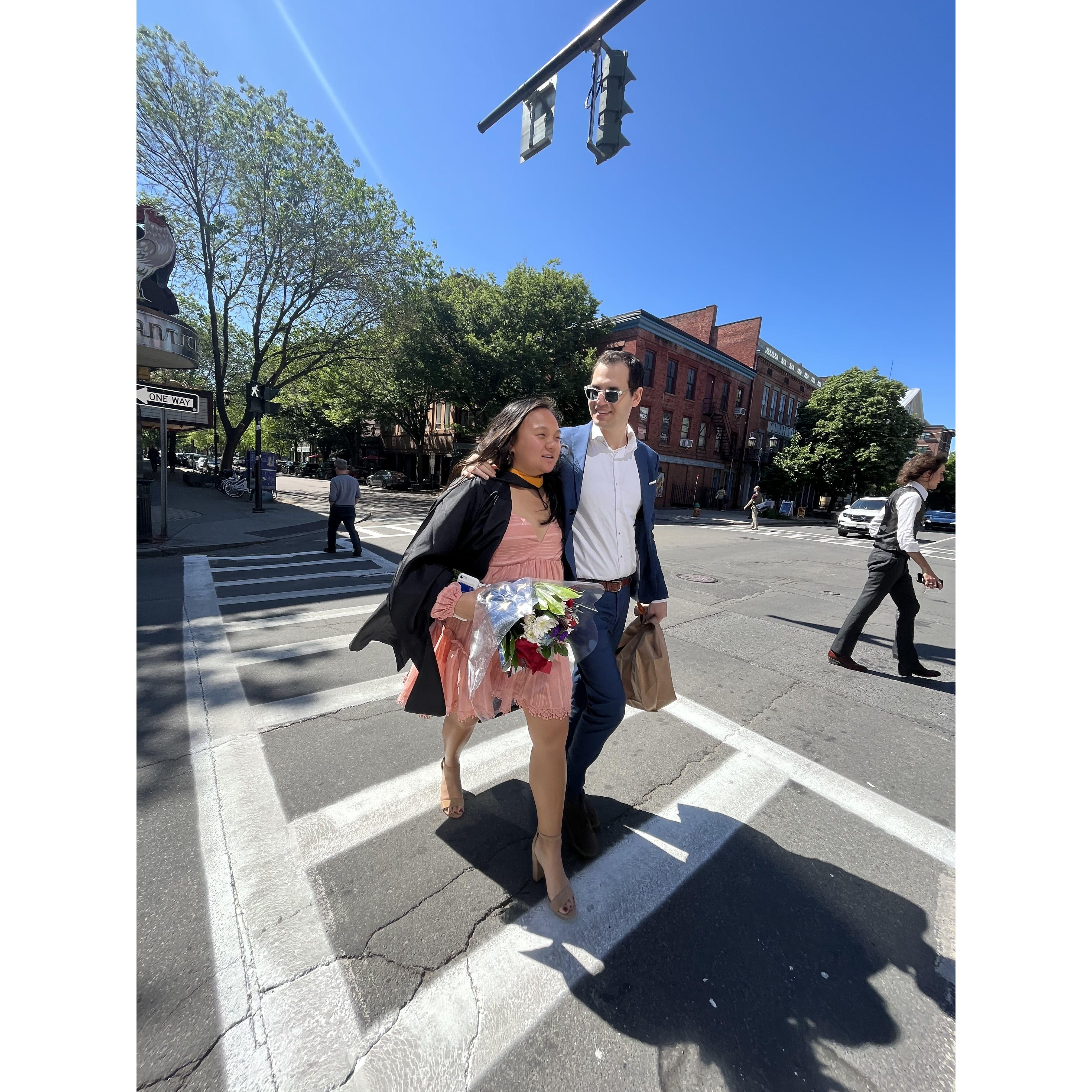 Ithaca, NY in May 2023. Dora graduated from Cornell with a Master's degree in Economics, and Josh was there to cheer her on while simultaneously getting his master's degree at Columbia University.
