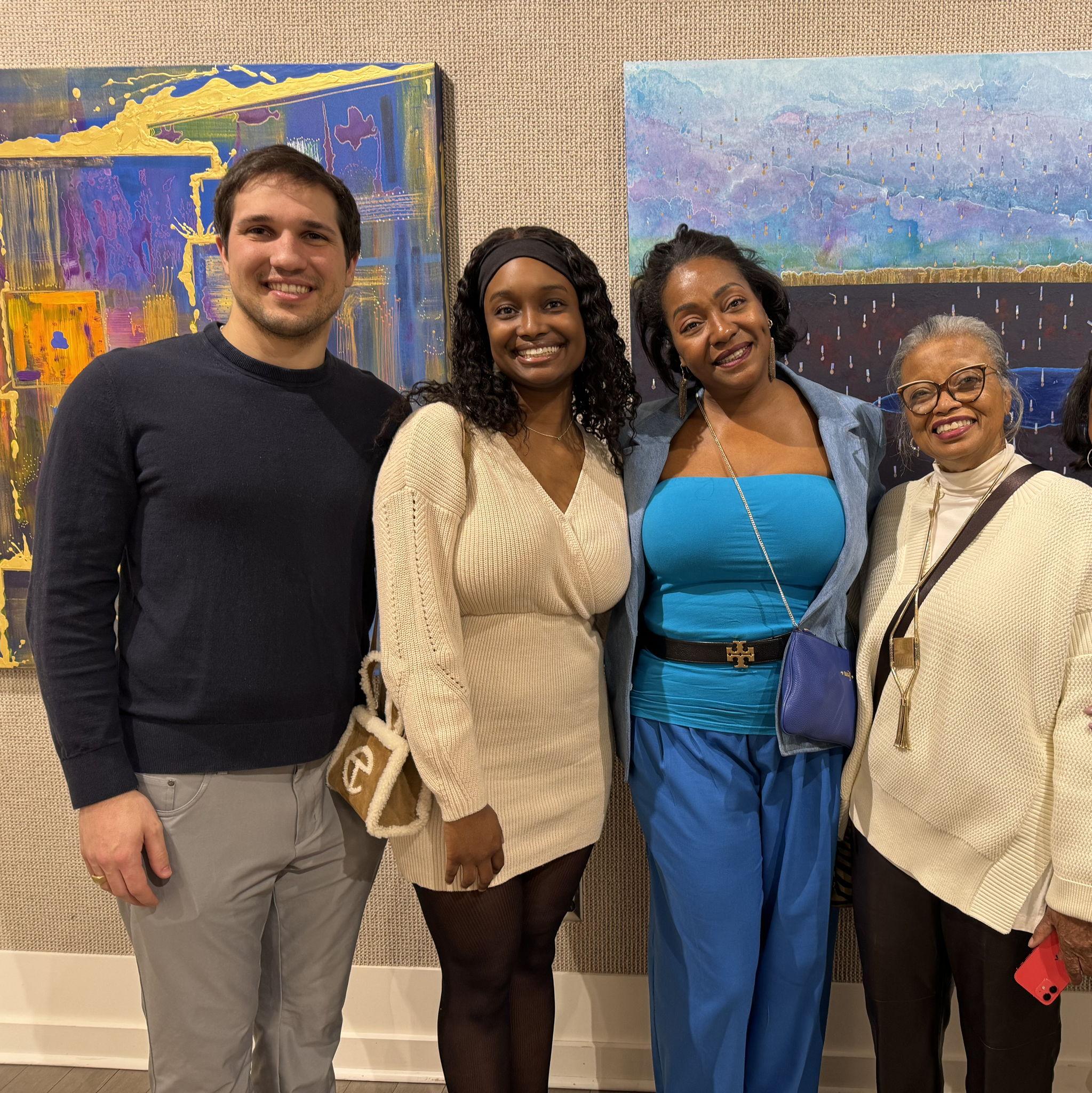 Jourdan's Uncle's (Langston Hudson) art exhibit February, 2024. Featuring Jourdan's mom (Kamille Catchings) and Grandmommie (Marcia Hudson).