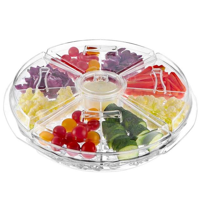 MOLIGOU Chilled Serving Tray, 8 Compartment Veggie Tray with Lid, Appetizer Serving Tray on Ice for Parties