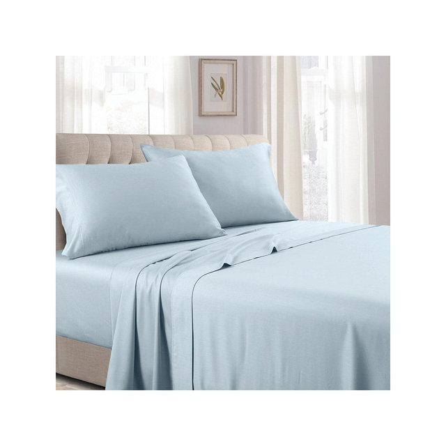 Egyptian Linens Low Profile 100% Cotton Sateen Sheet Set - USA Blue Queen