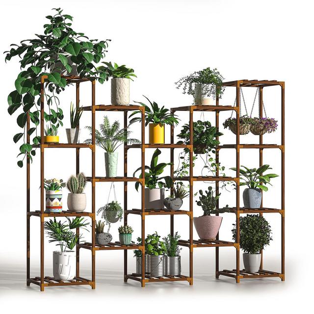 Wood Plant Stand Rack for Indoor or Outdoor Plants. Shelf Holder for Multiple Pots. Perfect for Living Room, Patio, Balcony