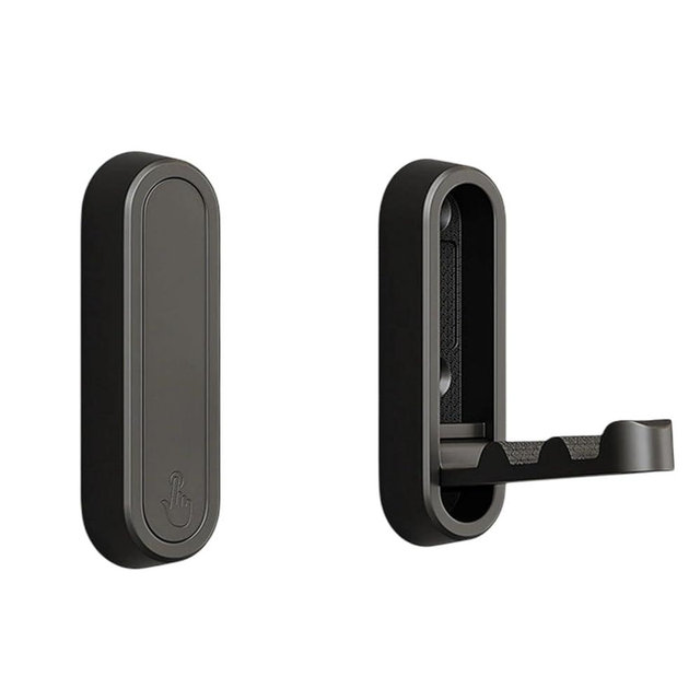 Foldable Coat Hooks, Invisible Folding Retractable Wall Hooks, Single Retractable Hook, Foldable Wall Hooks for Hanging Coats, Scarves, Hats, Bathrobes, Keys, Bags (Black)
