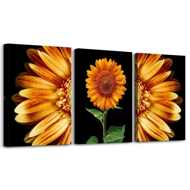 Black and white scenery yellow sunflower Canvas Prints Wall Art for Living Room kitchen Wall Artworks Bedroom Decoration, 3 piece Home bathroom Wall decor posters flowers Pictures wall painting