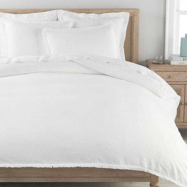 Belgian Flax Linen Crochet Fringe Duvet Cover, Full/Queen