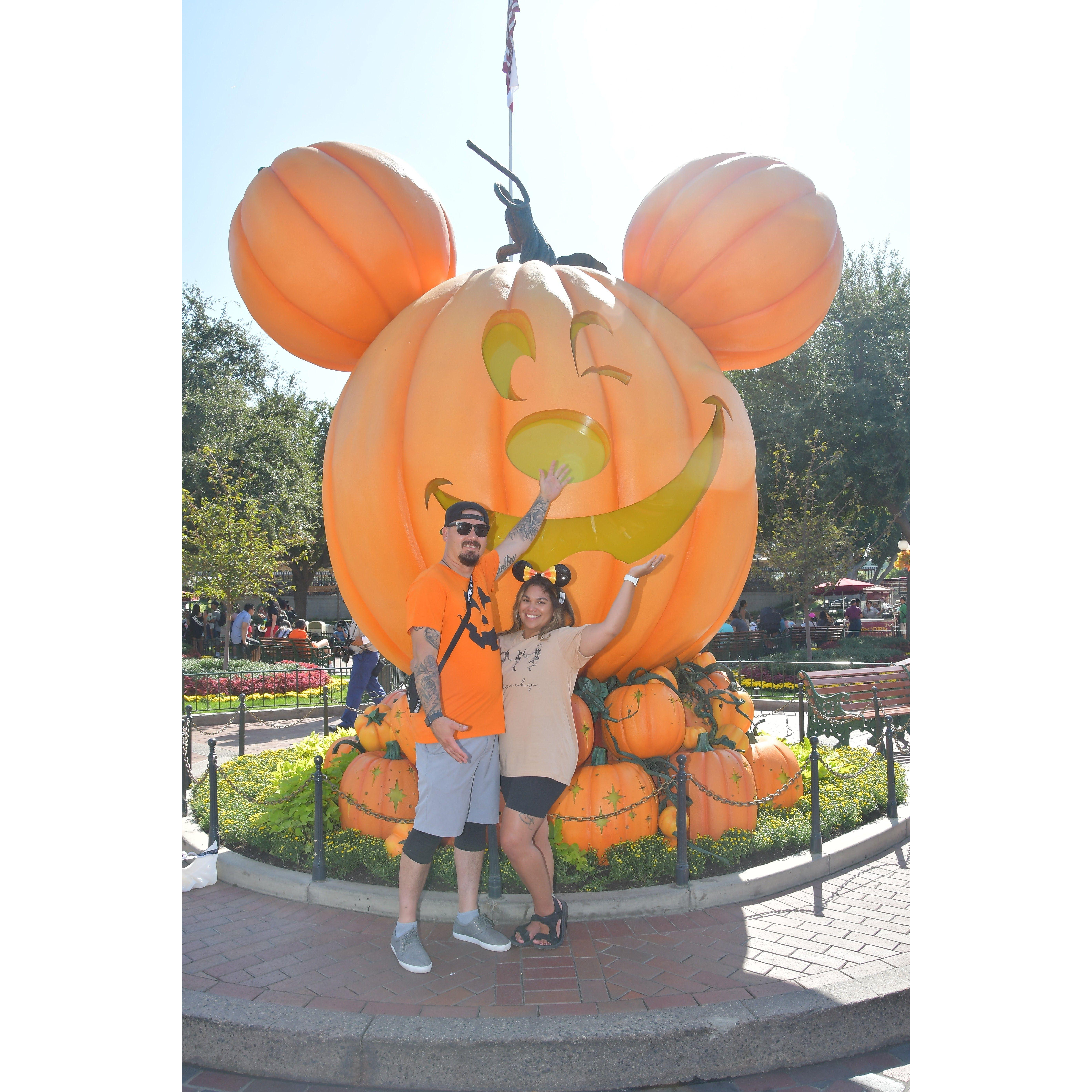 First Picture in front of the pumpkin (fun fact: Lauren was wishing upon a star Cam would pop the question on this trip Oct 22)