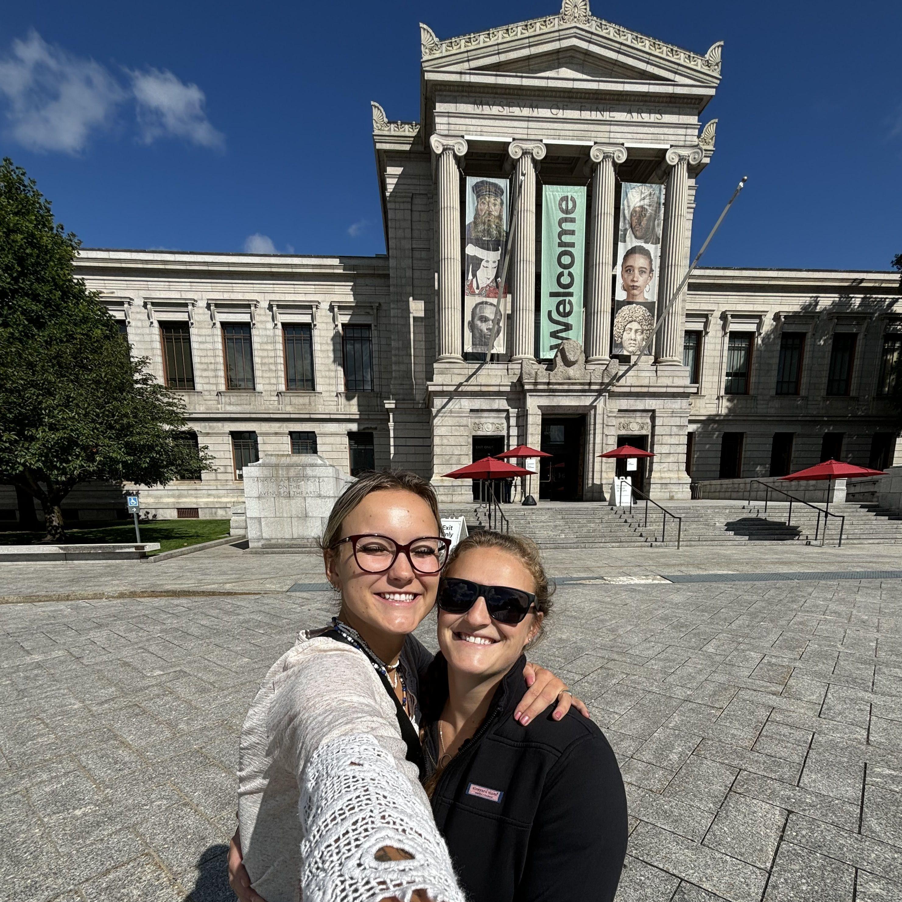Us being blinded by the sun (Lil's eyes are closed in every photo) in front of the Museum of Fine Arts, Boston (a bucket-list museum for Lillie!) August 2024.