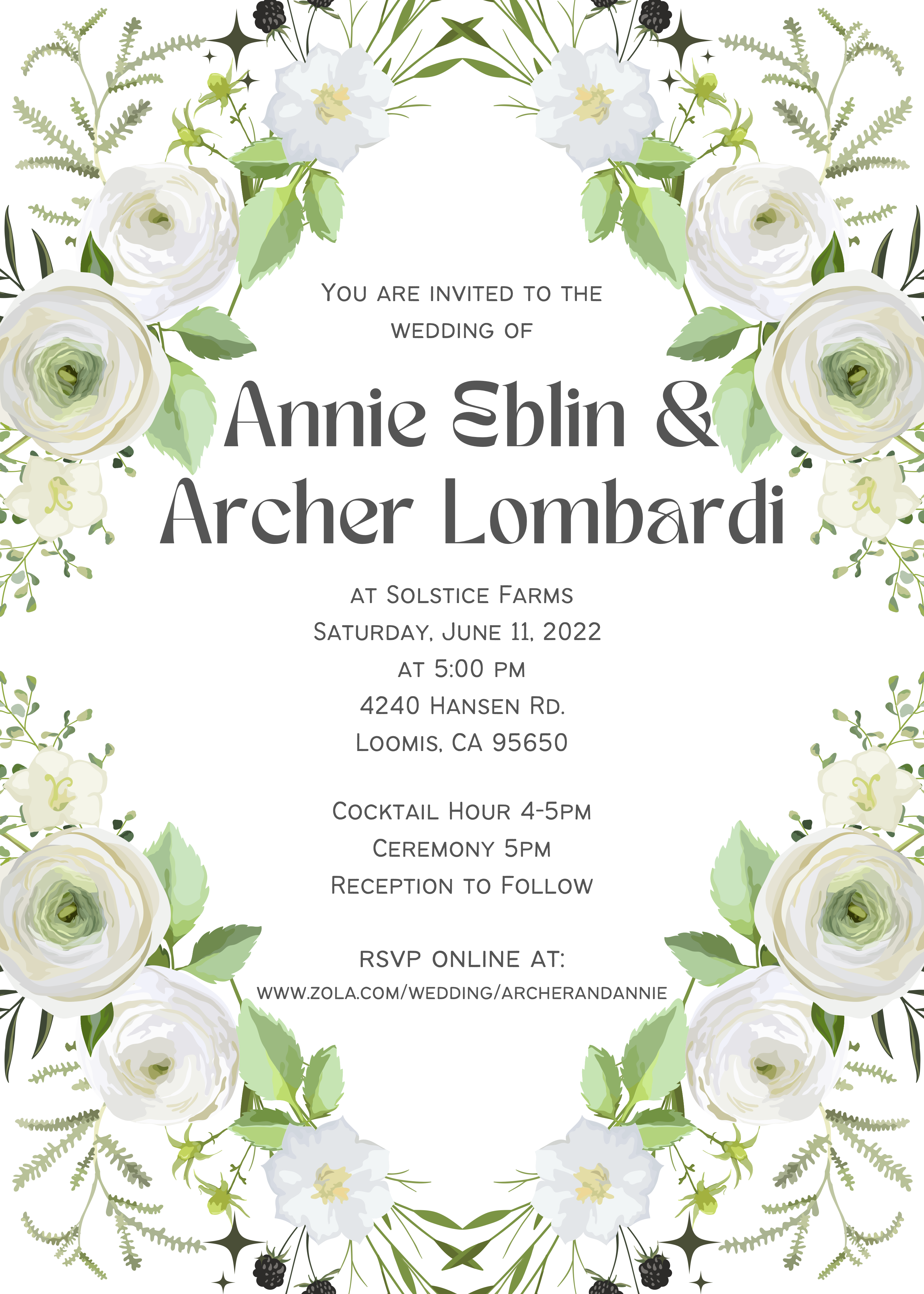 The Wedding Website of Archer Lombardi and Annie Eblin