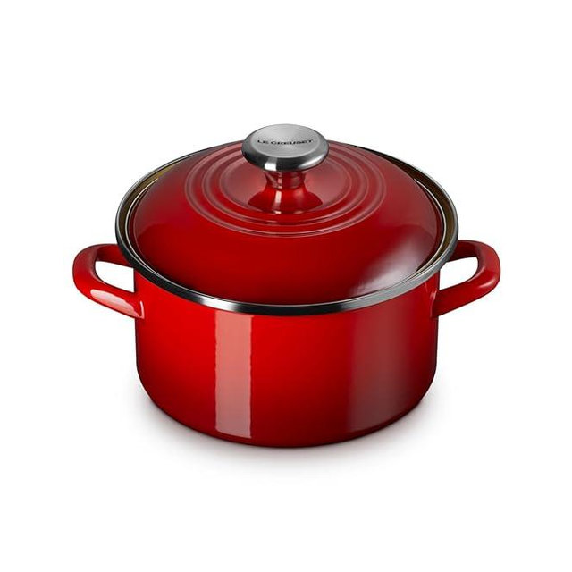 Le Creuset Enamel on Steel Traditional Petite Stockpot, 3.8qt., Cerise