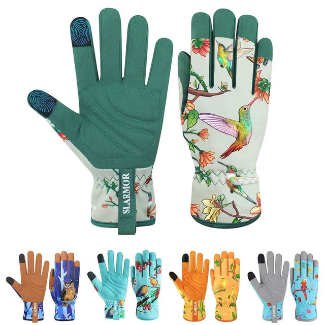SLARMOR Leather-Gardening-Gloves for Women,Thorn-Proof Work-Gloves for Weeding,Digging,Planting,Pruning Yard garden Gloves